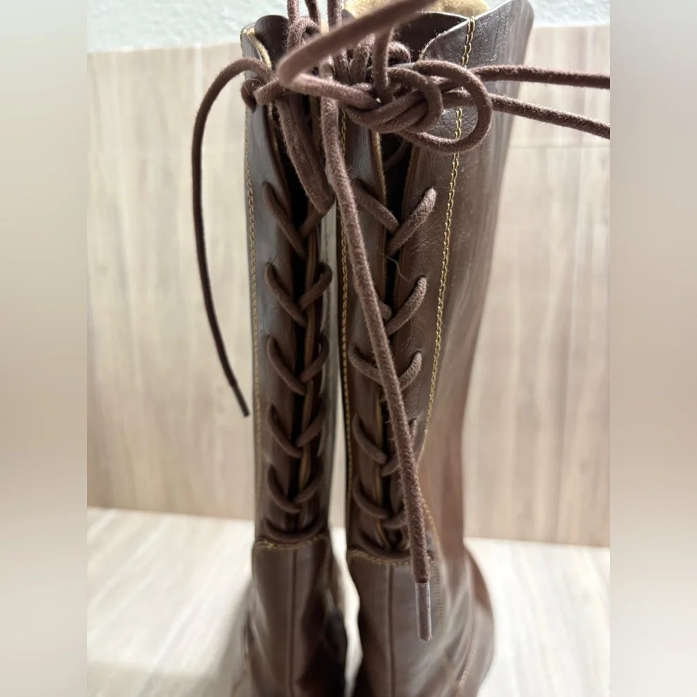 *Eurosoft Wenda Brown Riding Knee-High Adjustable Shaft Sz 9M Faux Leather Boots